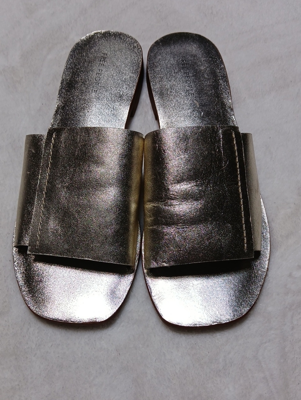 Free People Metallic Gold Slide Sandals Size 7.5